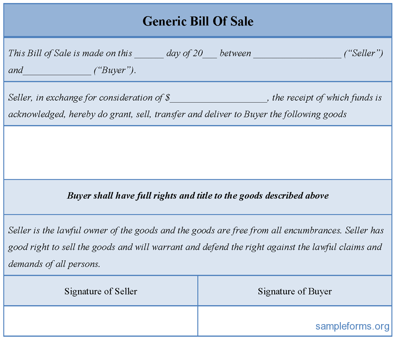 generic bill of sale