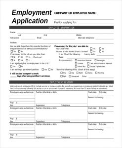 generic employment application generic blank employment application