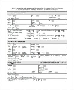 generic employment application generic job application form