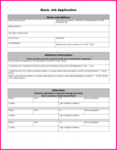 generic job application form simple job application