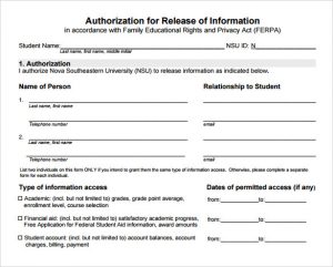 generic medical release form authorization of release information form