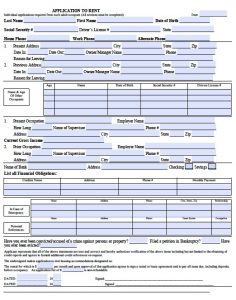 generic rental application free rental application form