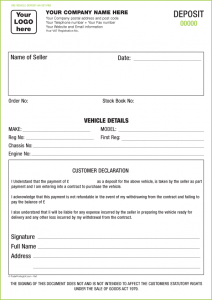 generic vehicle bill of sale vehicle deposit a set pad