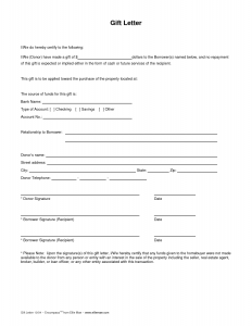 gift letter for mortgage mortgage gift letter form