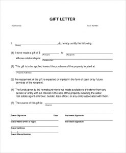 gift letter template blank gift letter