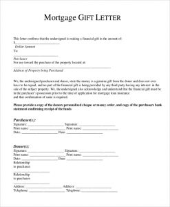 gift letter template mortgage gift letter