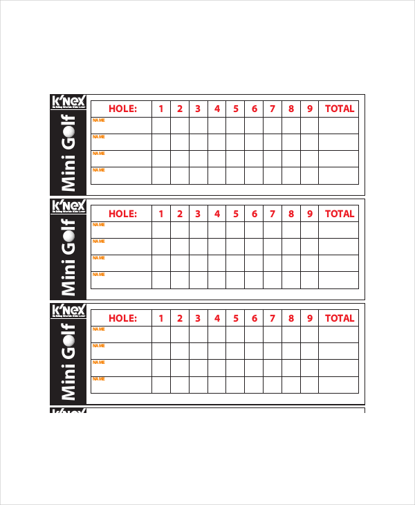 golf scorecard template