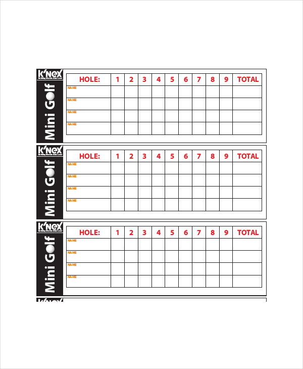 Golf Scorecard Template Template Business