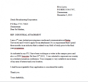 grad school letter of intent sample industrial attachment application letter