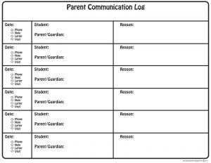 grade book template parent communication log