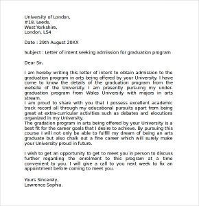 graduate school letter of intent letter of intent template graduate school