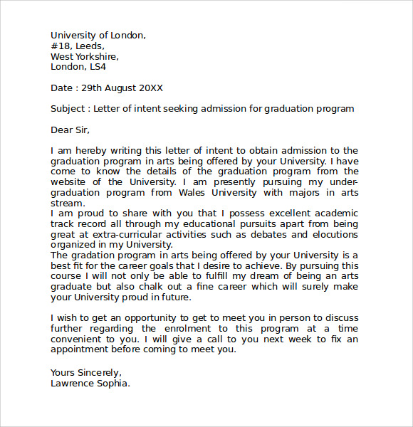 graduate school letter of intent