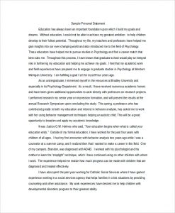 graduate school personal statement personal statement example for graduate school education