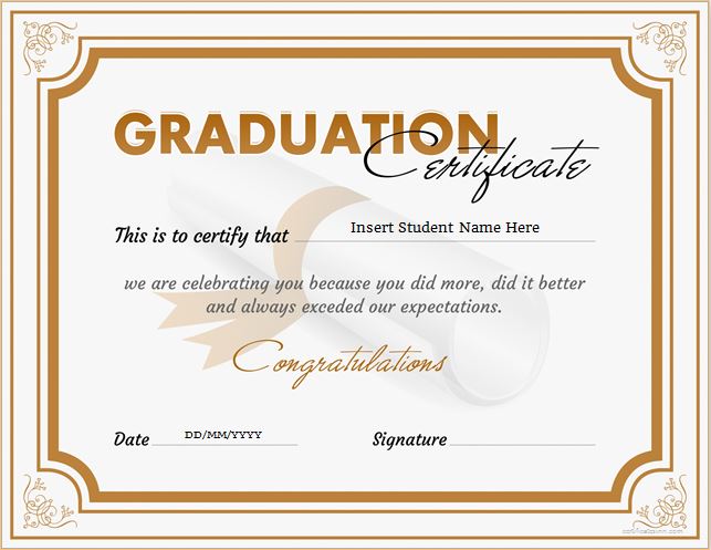 graduation certificate templates