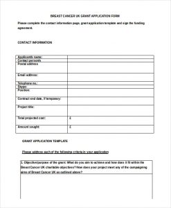 grant application template breast cancer uk grant application template