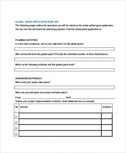 grant application template global grant application template