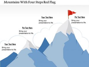 graphic design proposal template business plan mountains with four steps red flag powerpoint template slide