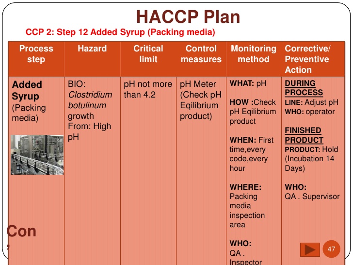 haccp plan example