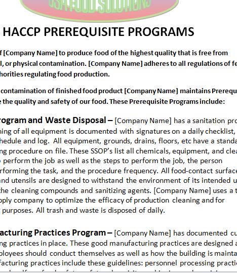 haccp plan template