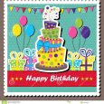 happy birthday card template scrapbook elements vector illustration birthday card topsy turvey cake