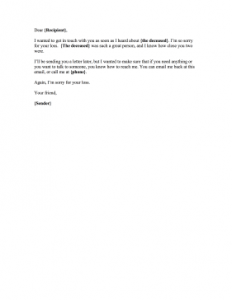 hardship letter template condolence email