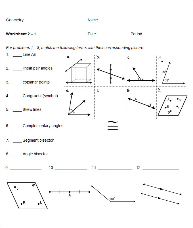 high school geometry worksheets