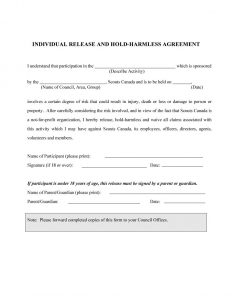 hold harmless agreement form hold harmless agreement template