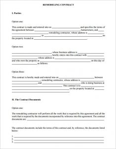 home improvement contract sample home improvement contract template