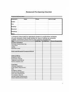 home purchase contract restaurant pre opening checklist d