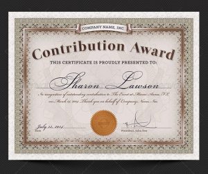 honor roll certificate contribution award certificate template