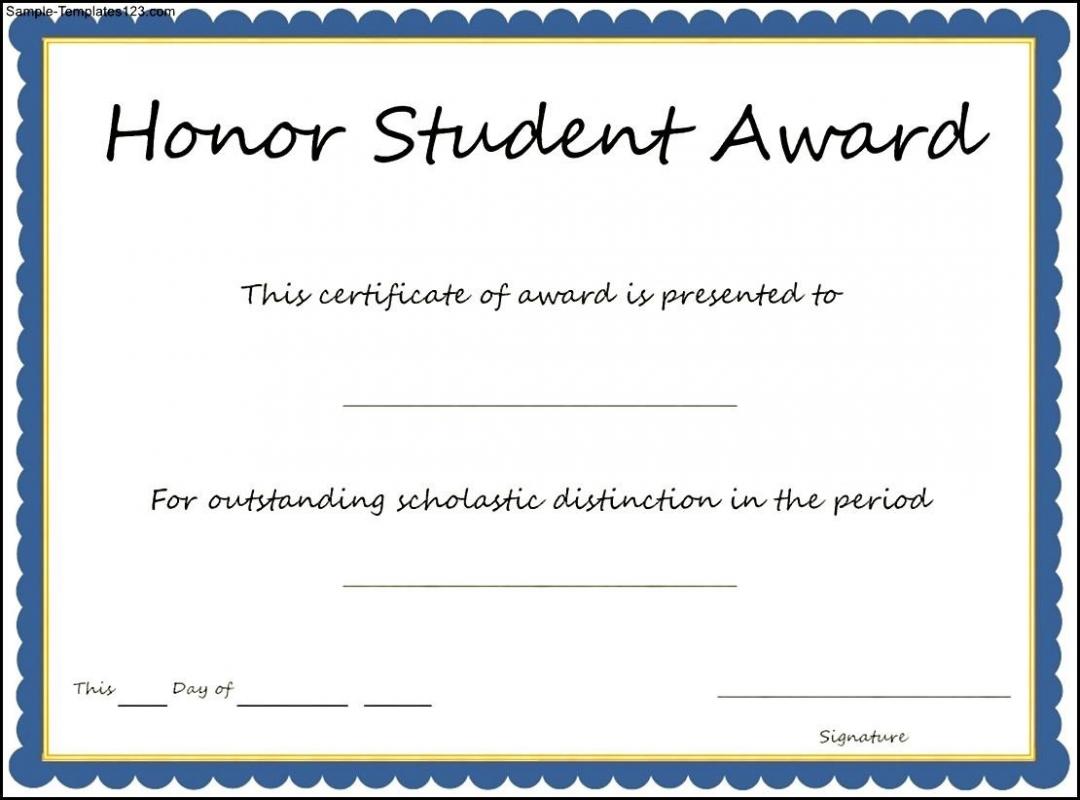 honor roll certificate