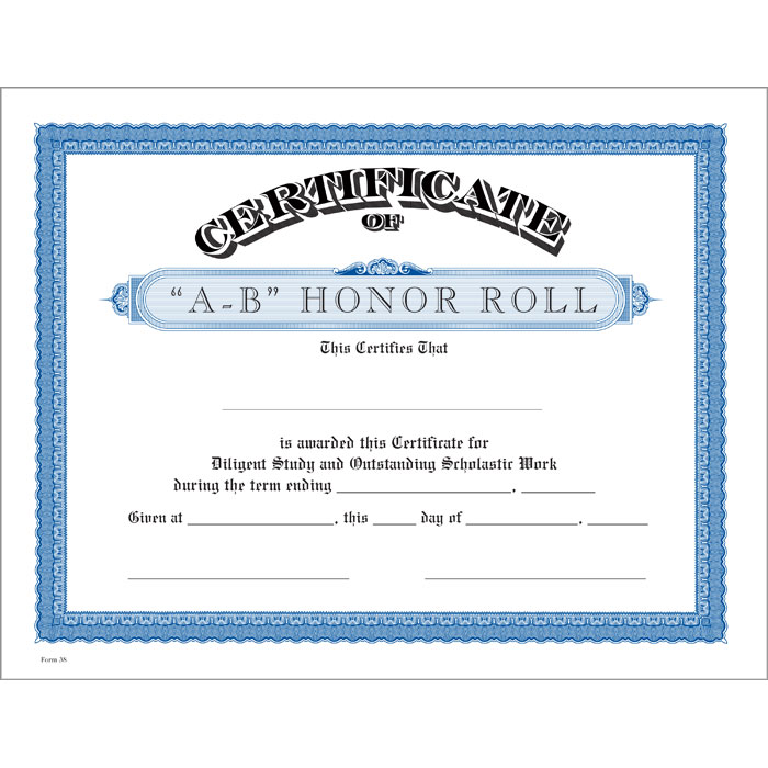 honor roll certificates
