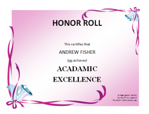 honor roll certificates honor roll certificate template
