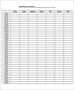 hourly planner template day week planner sample