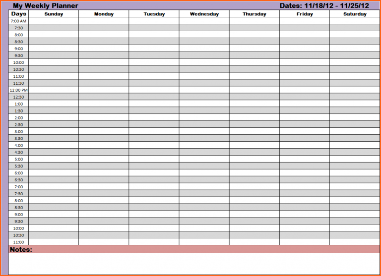 Hourly Planner Template 