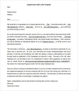 house offer letter template offer letter template for unpaid intern word download