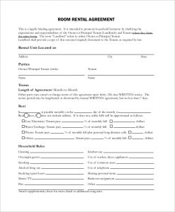 house rental agreement template room rental agreement form