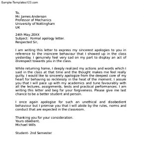 how to write a formal complaint letter how to write a formal apology letter