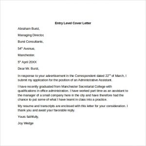 how to write a letter of application entry level cover letter to print