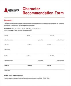how to write a reference letter for someone character recommendation form