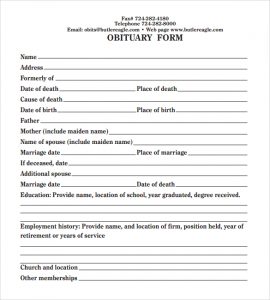 how to write an obituary for mother sample obituary form