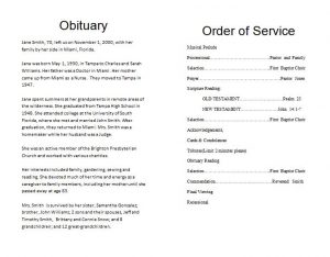 how to write an obituary sample funeralmemorialprogram