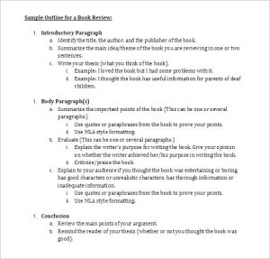 how to write an outline for a book sample outline for a book review