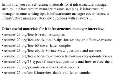 hvac resume samples top it infrastructure manager resume samples