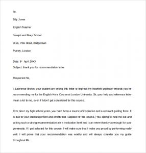 immigration letter of support thank you letter for a letter of recommendation