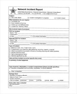 incident report example network incident report template example