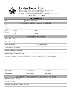 incident report form template word standard incident report form l