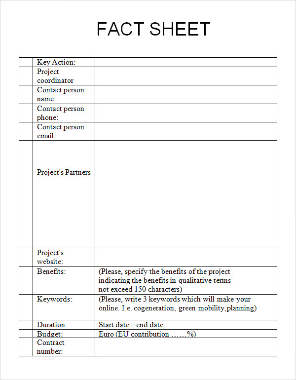 information sheet template