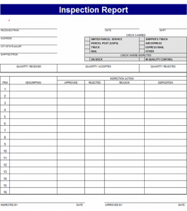 inspection report template inspection report