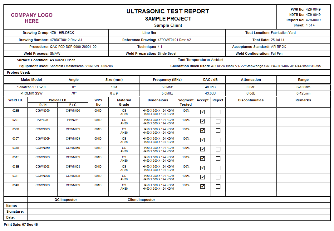 inspection report template
